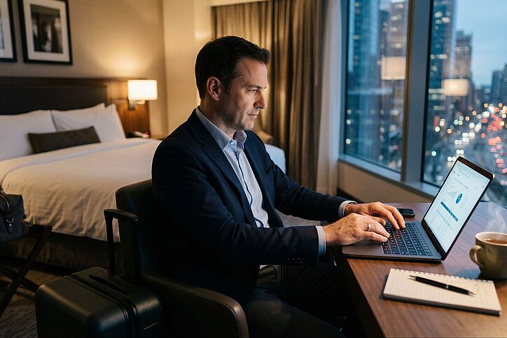 2025 ist wieder mehr geschäftlich gereist worden. Aber Unternehmen beklagen u.a. die höheren anteiligen Hotelausgaben. © AdobeStock.com_DesignVectX