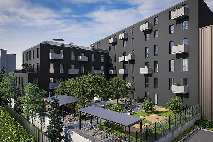 Alt- und Neubau für zwei Apartmentangebote: das neue Stayurban und Staytoo in Nürnberg. © Plan & Vision / Sonnenhaus GmbH